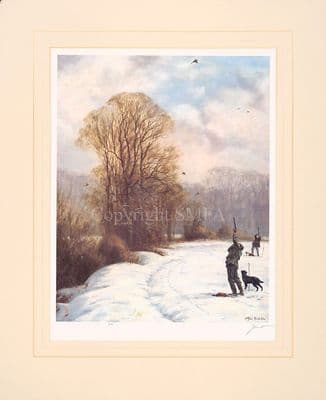 The High Bird Ex-Display Mounted Game Shooting Print by John Trickett