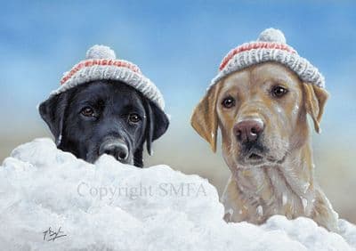 The Mad Hatters' Pack of 10 Labrador Christmas Cards by Paul Doyle
