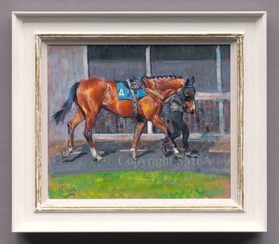 The Parade Ring - Kelso' Original Horse Racing Painting by Malcolm Coward
