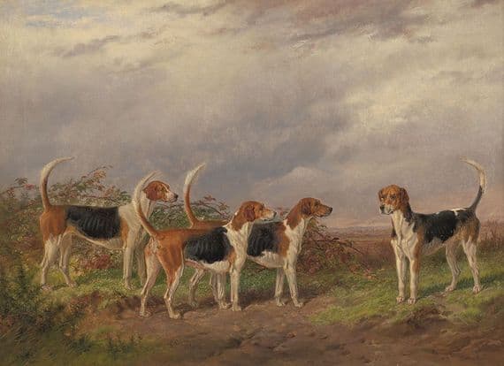 The Rufford Hounds after an original painting by James WAlsham Baldock 1822--1898
