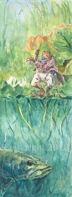Toad Humorous Original Watercolou r'Frank Wisely Gives a Little Line' by Jonathan Walker