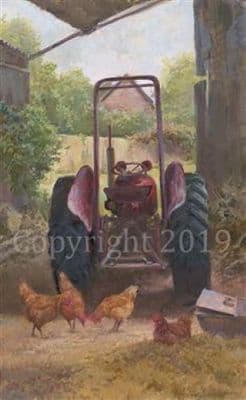 Tractor Original Oil Painting 'Still Working' by Rosemary Sarah Welch