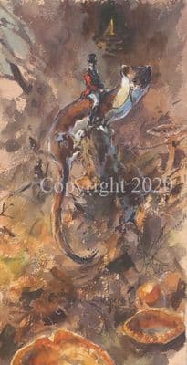Weasel Humorous Original Watercolour 'The Weasel Whisperer' by Jonathan Walker