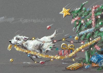 West Highland Terrier Funny Christmas Cards 'Tree Felling' by Paul Doyle C461X