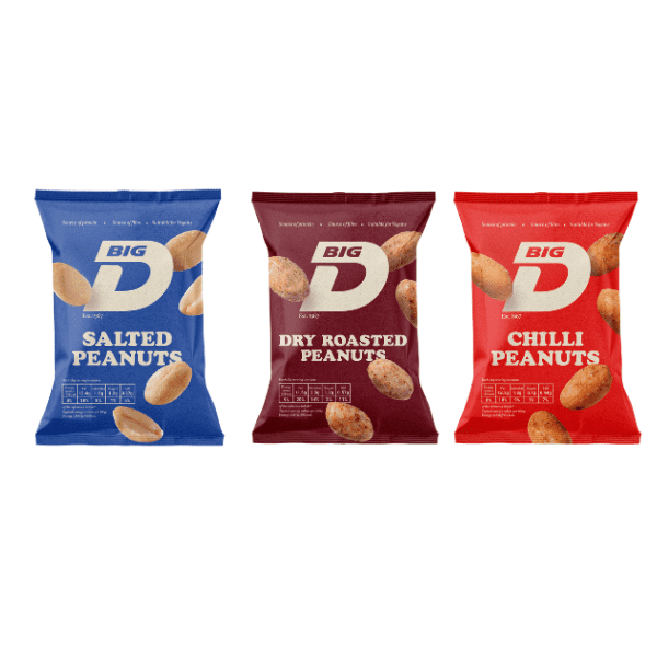 BIG D Card of 12 Mixed - 4xSalted - 4xDry Roasted - 4xChilli