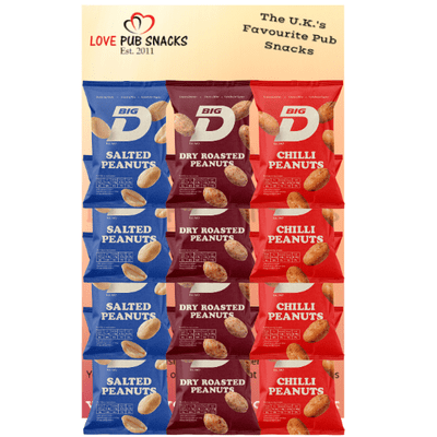 BIG D Card of 12 Mixed - 4xSalted - 4xDry Roasted - 4xChilli