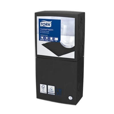 Black Cocktail Napkin 2ply 4-Fold × 200