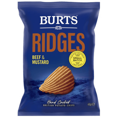 BURTS RIDGES Beef & Mustard Crisps 20x40g