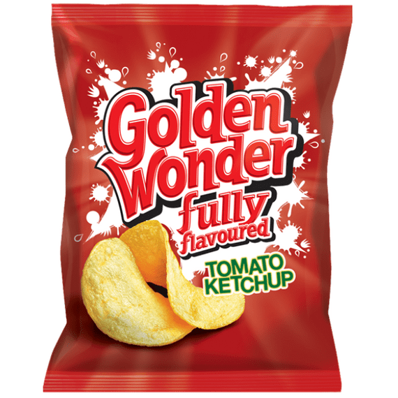 GOLDEN WONDER Fully Flavoured Tomato Ketchup Crisps 32x32.5g