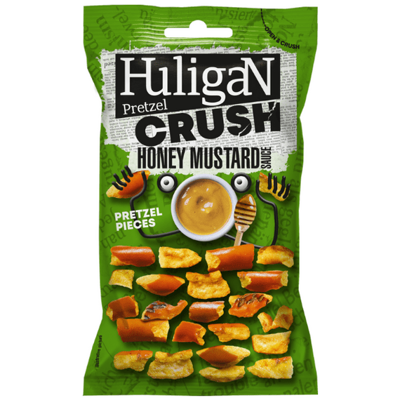 HULIGAN PRETZEL CRUSH Honey Mustard Sauce Pretzel Pieces 18x65g