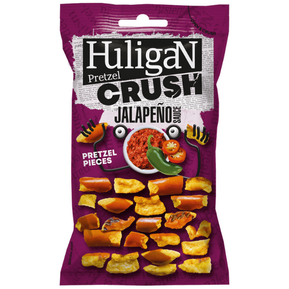 HULIGAN PRETZEL CRUSH  Jalapeno Sauce Pretzel Pieces 18x65g
