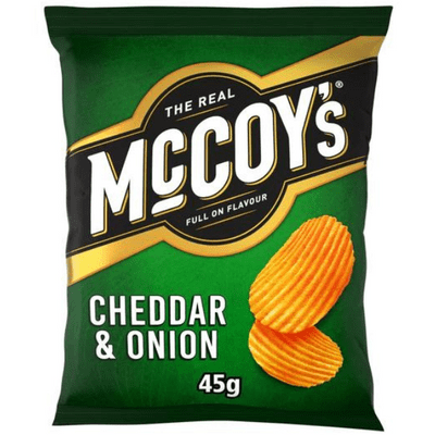 McCOY'S Cheddar & Onion Ridged Crisps 36x45g