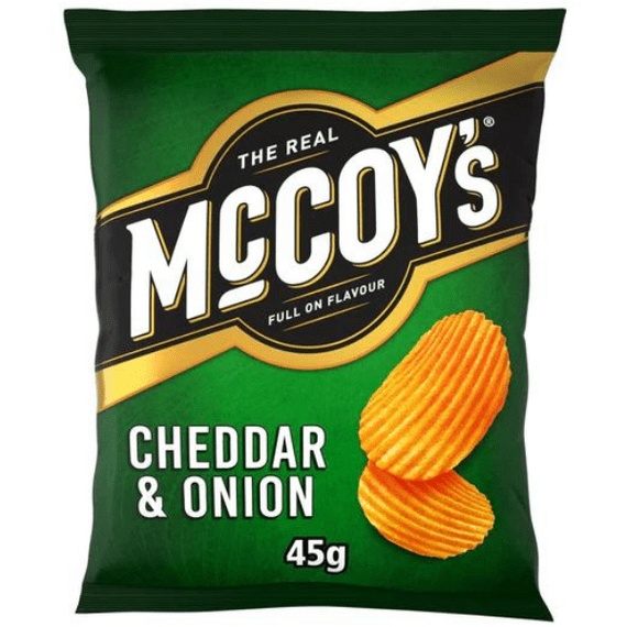 McCOY'S Cheddar & Onion Ridged Crisps 36x45g