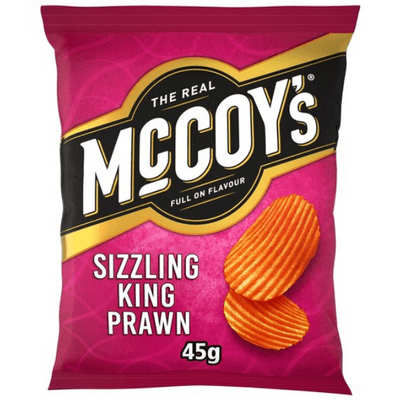 McCOY'S Sizzling King Prawn Ridged Crisps 36x45g