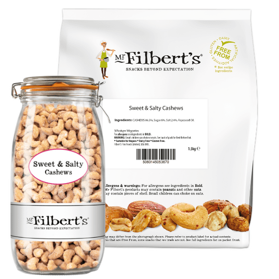 MR FILBERTS Sweet & Salty Cashews 1.5kg Bulk Bag