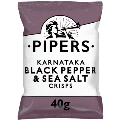 PIPERS Karnataka Black Pepper & Sea Salt Crisps 24x40g