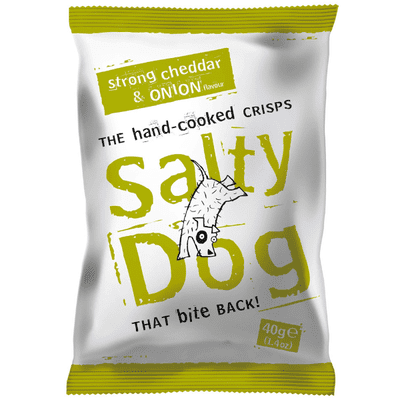 SALTY DOG Strong Cheddar & Onion Crisps 24x40g