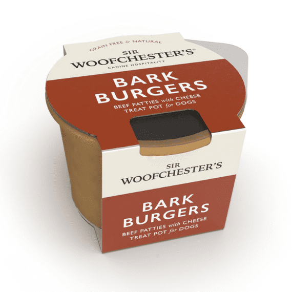 SIR WOOFCHESTERS Bark Burgers Treat Pot for Dogs 12x49g