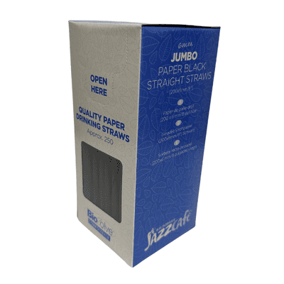 STRAWS Solid Black Paper Straws 8