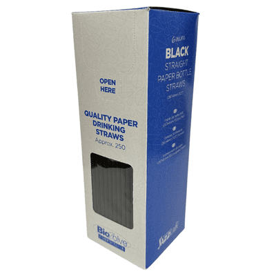 STRAWS Straight Bottle Straws Paper Black 10.5