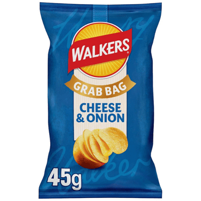 WALKERS Cheese & Onion Crisps Grab Bag 32x45g