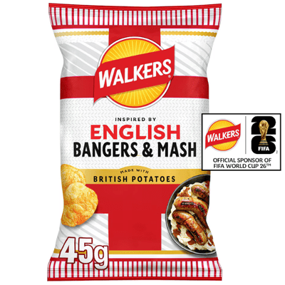 WALKERS English Bangers & Mash Crisps Grab Bag 32x45g