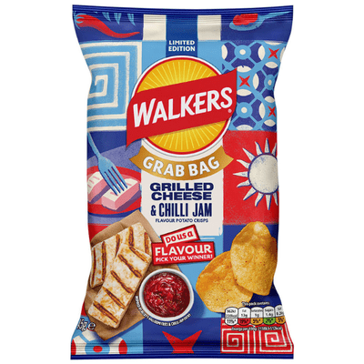 WALKERS Grilled Cheese & Chilli Jam Crisps Grab Bag 32x45g