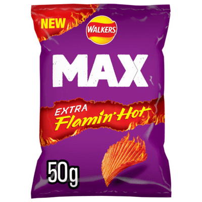 WALKERS MAX Extra Flaming Hot Crisps 24x50g