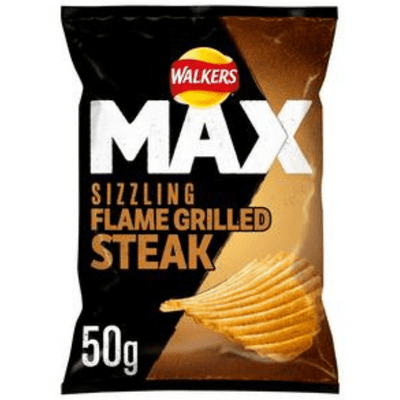 WALKERS MAX Flame Grilled Steak Crisps 24x50g