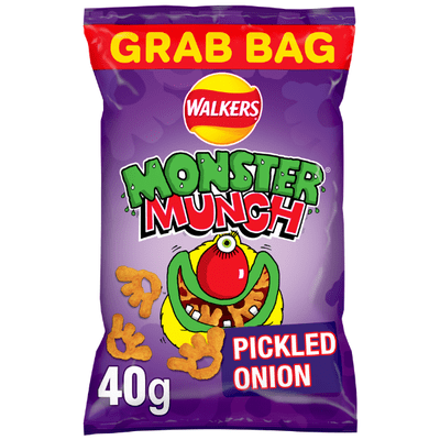 WALKERS Monster Munch Pickled Onion Snacks Grab Bag 35x40g