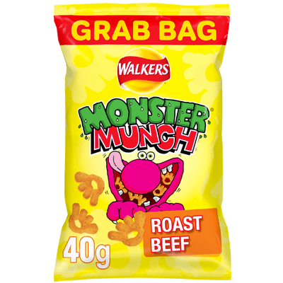 WALKERS Monster Munch Roast Beef Snacks Grab Bag 35x40g