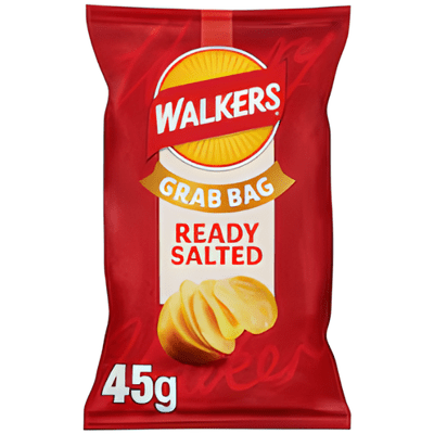 WALKERS Ready Salted Crisps Grab Bag 32x45g