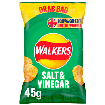 WALKERS Salt & Vinegar Crisps Grab Bag 45g