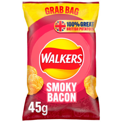 WALKERS Smoky Bacon Crisps Grab Bag  45g