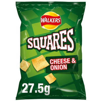 WALKERS Squares Cheese & Onion Crisps Standard 32x27.5g