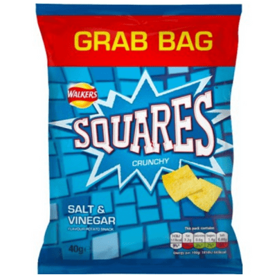 WALKERS Squares Salt & Vinegar Crisps Grab Bag 32x40g
