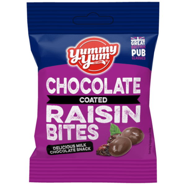 YUMMY YUM Chocolate Coated Raisin Bites 12x50g
