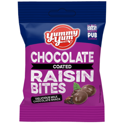 YUMMY YUM Chocolate Coated Raisin Bites 12x50g