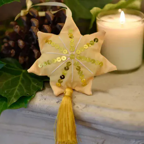 Christmas:  Star Christmas Hanging Decoration Lavender Filled