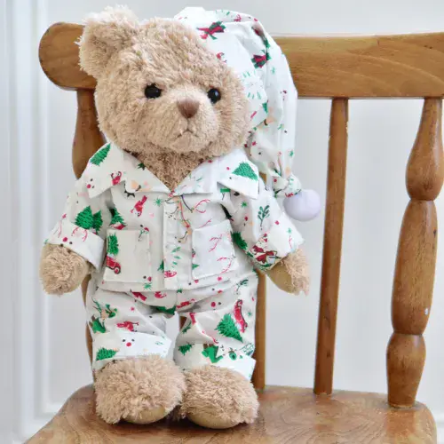 Christmas Teddy Bear With Pyjamas & Nightcap