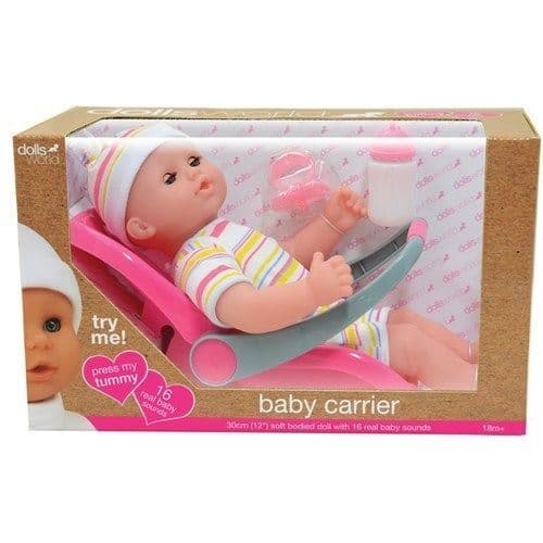 Dolls World Baby Travel Set comes with soft bodied doll with Real Baby Sounds