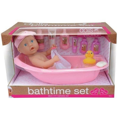 Dolls World Bathtime set with 38cm (15in) Bathable Doll & Accessories
