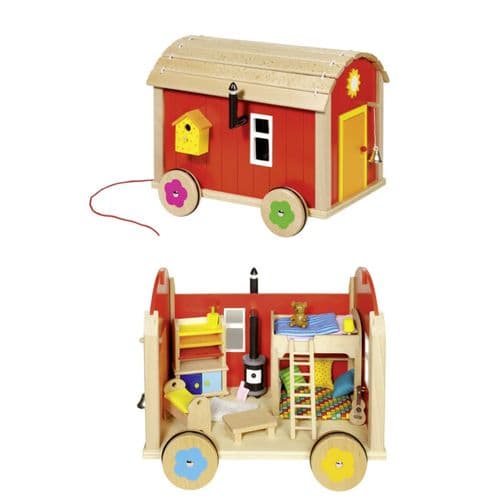 Goki Construction Site Trailer Dolls House With Accessories 24 Pieces