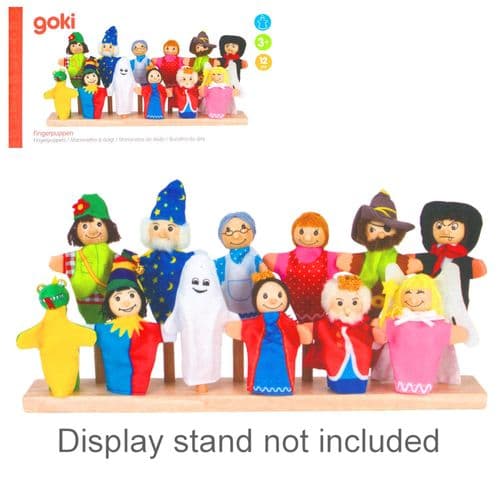 Goki Wooden Head Finger puppets - 12 Pieces - 3+ Years