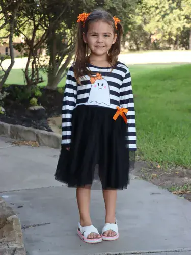 Halloween:  Girls Tutu Skirt Long Sleeve Stripe Dress For Ages 3-4 Years