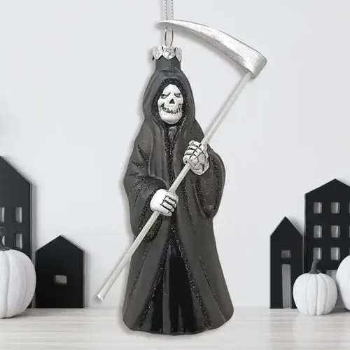Halloween Grim Reaper  Horror Glass Ornament, Spooky Halloween