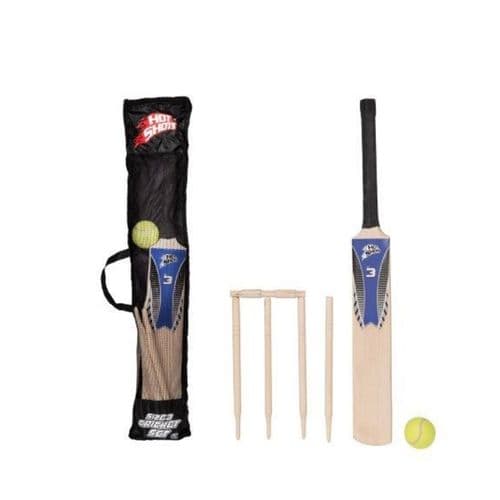 Hot Shots Cricket Set For Kids With A Bat - Ball - Bails And Stumps Size 3