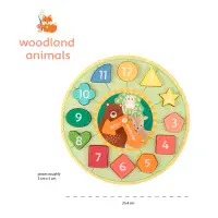 Orange Tree Toys Woodland Animal Shape Sorting Clock