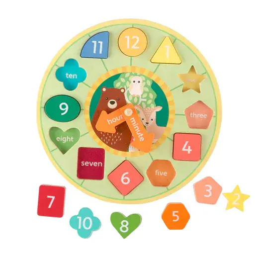 Orange Tree Toys Woodland Animal Shape Sorting Clock