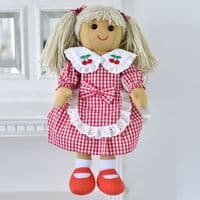 Rag Doll Cherry  Embroidered  Red Gingham Dress 40CM